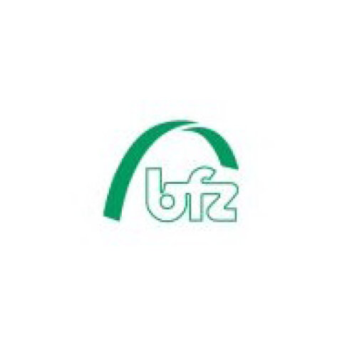 Logo des bfz: kombinierte Wortbildmarke mit grüner Schrift auf weißem Grund