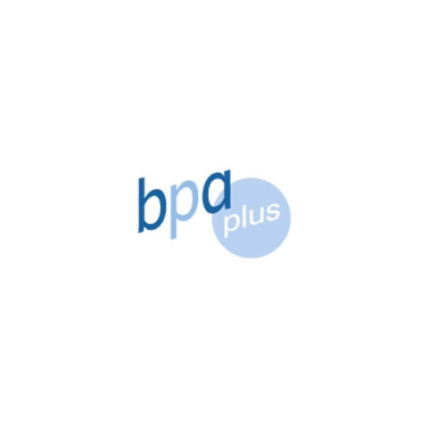 Logo der bpa: kombinierte Wortbildmarke mit blauer Schrift auf weißem Grund